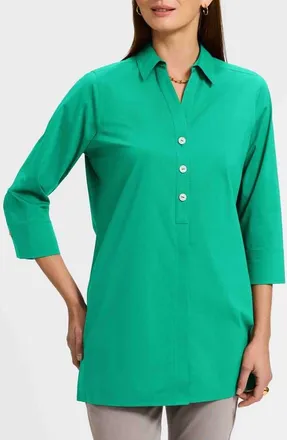 Foxcroft Pamela Stretch Button-Up Tunic in Kelly Green at Nordstrom, Size 10