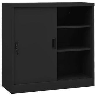 vidaXL Armario De Oficina Puerta Corredera Acero Antracita 90x40x90cm Vidaxl