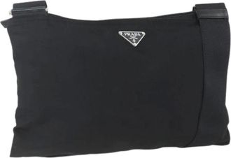 Prada Pre-owned Cross Body Bags, female, Black, Size: ONE SIZE Pre-owned Nylon Cross Body Bag