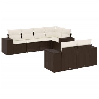 vidaXL Vidaxl - Set Divani Da Giardino 7 Pz Con Cuscini Marrone In Polyrattan