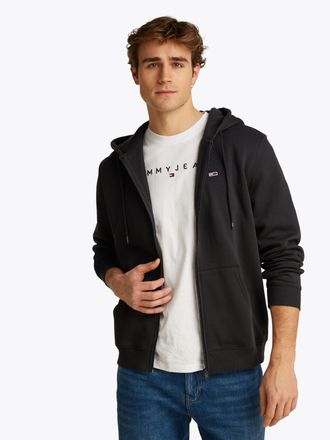Tommy Jeans Sweatshirt TOMMY JEANS TJM REG S FLAG ZIP FLEECE THRU, Herren, Gr. XXL, schwarz, Sweatware, Obermaterial: 80% Baumwolle, 20% Polyester, regular fit, b