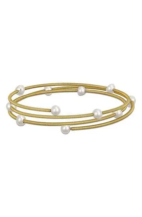 Delmar Cultured Pearl Coiled Wrap Bracelet in Gold at Nordstrom Rack