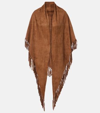 Nour Hammour Fringed suede shawl