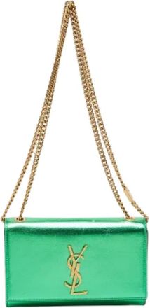 Saint Laurent Tweedehands leren portemonnees - Dames - Vintage Schoudertas - Groen - ONE Size - Leer - Vintage