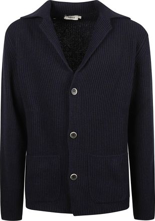 Altea Notched Collar Ribbed Virgin Wool Cardigan