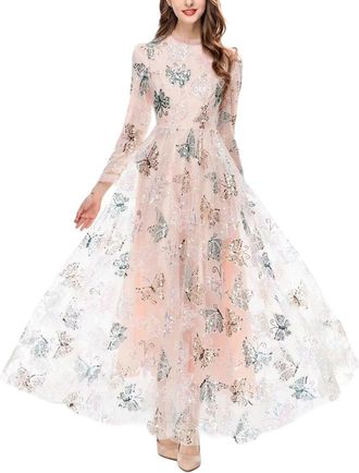 Burryco Long Sleeve Printed Maxi Dress