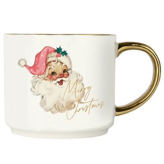 Sweet Water Decor Gold Handle Holiday Coffee Mug in Vintage Santa at Nordstrom