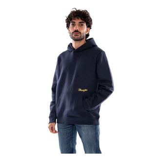 Wrangler Relaxed Embroidery Hoodie - Heren - Sweatshirts & Hoodies - Blauw - Maat: L Katoen