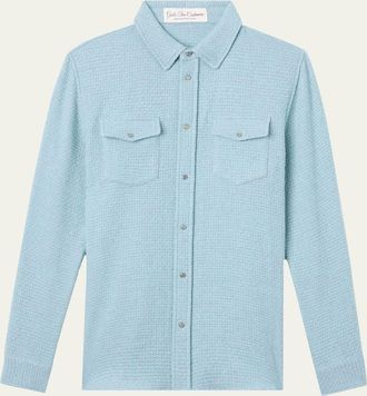 God's True Cashmere Mens Stardust Waffle Textured Cashmere Sport Shirt