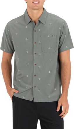 Hurley Incon Aero Short Sleeve Button-Up Shirt in Great White Combo at Nordstrom, Size Xx-Large