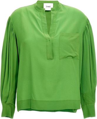 Nude Green Silk bloshirt