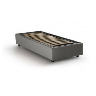 Talamo Italia Dmora - Cama Individual Dacerb, Cama Contenedor Con Revestimiento De Tela, 100% Made In Italy, Apertura Frontal, Adecuado Para Colch&oacute;n Cm 80x190, Gris