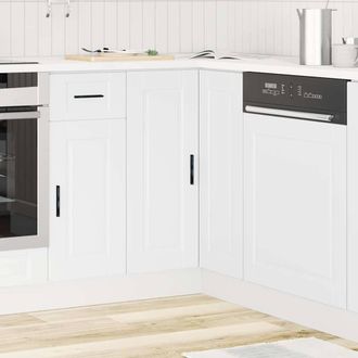 Berkfield Home Kitchen Corner Base Cabinet Porto White Engineered Wood