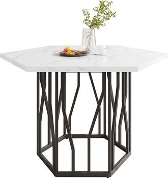 STILVORA Conjunto De Mesa Y Sillas Con 1 Mesa De Comedor Y 4 Sillas, Para Comedor, Terciopelo, Mdf Y Acero, Negro Y Blanco