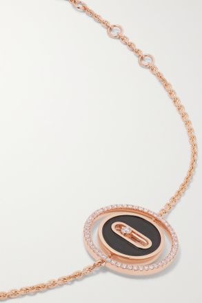 Messika Bracciale In Oro Rosa 18 Carati Con Onice E Diamanti Lucky Move - Nero