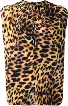 Stella McCartney Zijden blouse met luipaardprint - Dames - Tops zonder mouwen - Veelkleurig - M - Tops