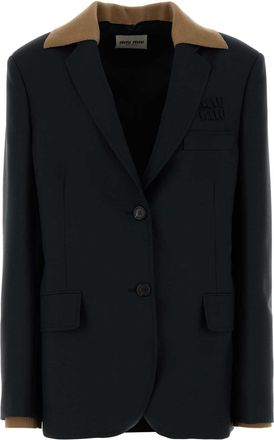 Miu Miu Midnight Blue Mohair Blend Oversize Blazer