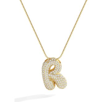 Mint & Lily Pave Bubble Initial Necklace in 18K Gold /Letter R at Nordstrom