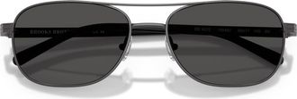 Brooks Brothers 56mm Pilot Sunglasses in Matte Gunmetal /Grey at Nordstrom