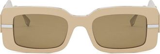 Fendi Rectangle Full Rim Sunglasses - Beige