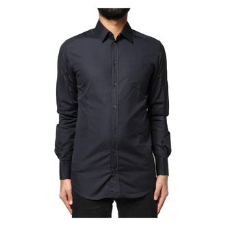 Dolce & Gabbana Camicia Elegante in Cotone Oro - - Shirts - Uomo - Blu - S