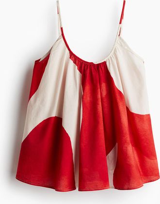 H&M Ausgestelltes Tr&auml;gertop aus Baumwolle - Rot/Gemustert