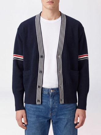 Thom Browne V-Neck Cotton Cardigan with Signature 4-Bar Stripe Detail