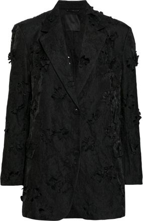 JNBY floral-appliqu&eacute; single-breasted blazer - women - Polyester - M - Black