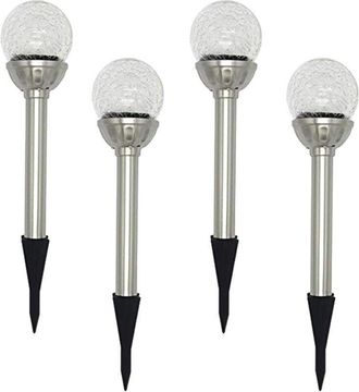 OEM Juego De 4 Luces Solares Para Jard&iacute;n Con Globos De Vidrio Craquelado, Led Rgb, Luz Variable, Duraci&oacute;n De La Bater&iacute;a De 6 A 10 Horas - Ulisem
