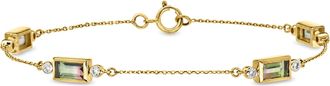 Ross-Simons Watermelon Tourmaline Station Bracelet With. Lab-Grown Diamonds in 10kt Yellow Gold