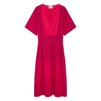 Leon & Harper V-hals midi-jurk met korte mouwen, RONNIE