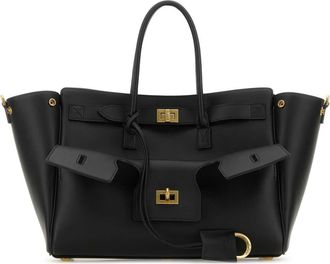 Balenciaga Black Leather Small Carry All Bel Air Shopping Bag