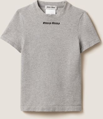 Miu Miu Seamless M&eacute;lange T-shirt, Woman, Grey, Size XS-S