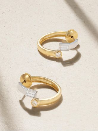 Yvonne Léon Orecchini In Oro Giallo E Bianco 18 Carati Con Diamanti