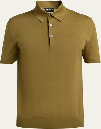 Ermenegildo Zegna Mens 15milmil15 Wool Knit Polo Shirt
