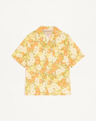 Valentino Valentino cotton bowling shirt with Papier Floral print