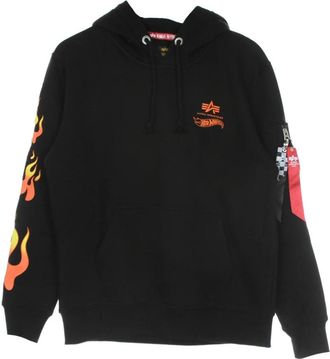 Alpha Industries Flame Hoody Hot Wheels Heren Hoodie - Heren - Hoodies - Zwart - S - Katoen - Hoodies & sweatvesten
