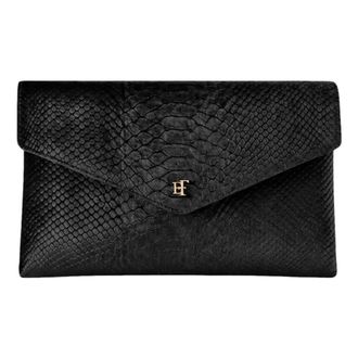 Elisabetta Franchi Fluwelen clutch met kettinghengsel - Dames - Tassen - Zwart - Maat: ONE Size