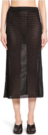 Maison Margiela Ribbed Knit Midi Rok - Dames - Midirokken - Zwart - XS - Polyester - Rokken