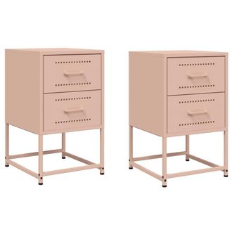 Berkfield Home Bedside Cabinets 2 pcs Pink 36x39x60.5 cm Steel