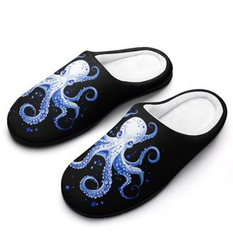 Generic Octopus Ocean Womens Slippers Warm House Slippers Indoor House Shoes with Anti-Skid Rubber Sole