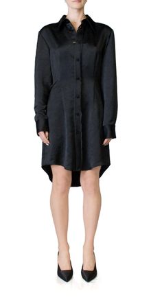 Maison Margiela Silky Button Front Midi Dress In Black