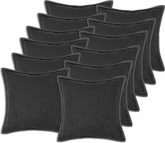 vidaXL Funda De Almohada 12 Pcs Houten Gris Oscuro 45 X 45 Cm Boucl&eacute; Vidaxl