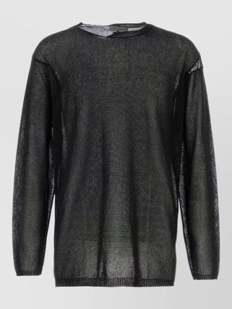 Yohji Yamamoto cotton polyester sweater sheer round neck