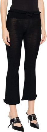Balenciaga Zwarte Gerimpelde Zoom Flared Broek - Dames - Vrijetijds broeken - Zwart - M - Broeken