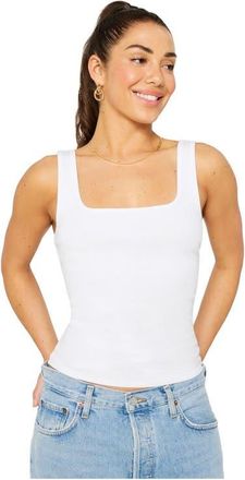 Fabletics Womens Daily Rib Square Neck Tank in Classic White at Nordstrom, Size Xx-Large