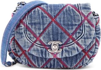 Chanel Coco Beach Messenger Bag Quilted Denim Mini crossbody bag - Blauw
