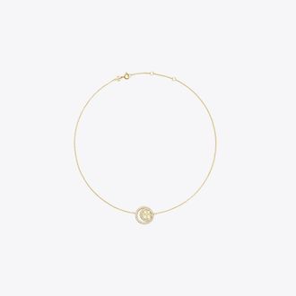 Tory Burch Womens Icon Pavé Double Ring Pendant, One Size