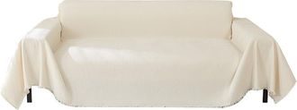 OEM Funda Para Sof&aacute; Esquinero, Funda Para Sof&aacute; De 2/3 Plazas, Funda De Sof&aacute; De Chenilla Blanca, Protector De Sof&aacute; Esquinero Con Borlas Decorativas, Blanco