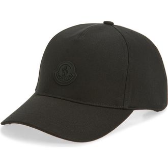 Moncler Logo Patch Baseball Cap in Black at Nordstrom